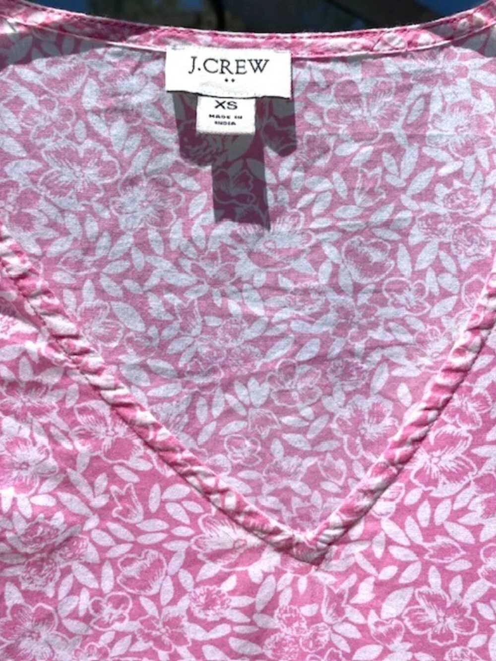 J. Crew Womens Floral Top Cotton Pink Blouse XS